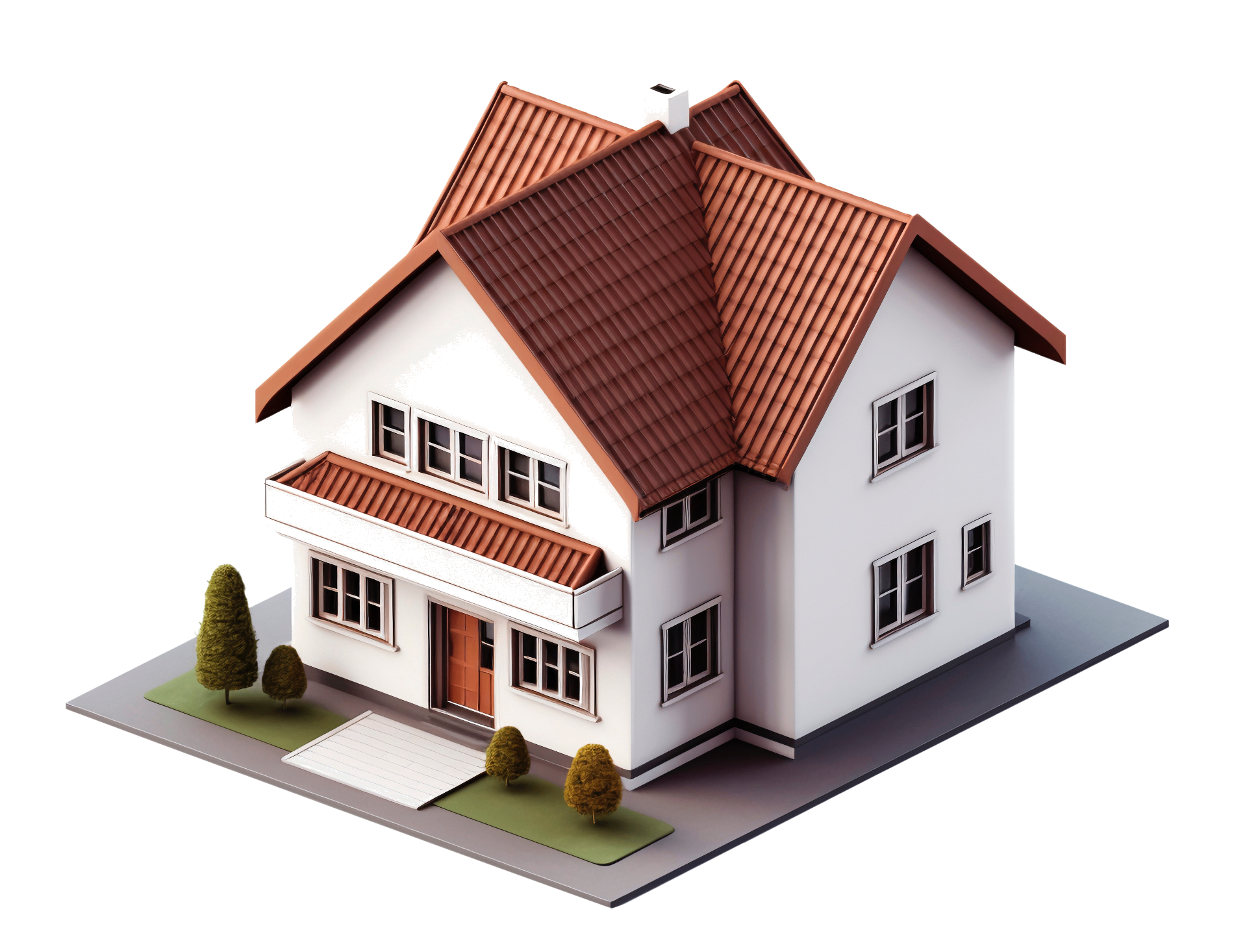 Isometric illustration of a cozy home with red roof